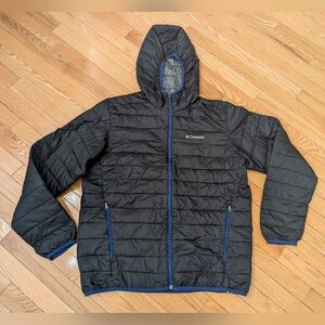 Columbia Men's Black Puffer Jacket with Blue Accents